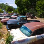 Junk,yard,with,old,beautiful,oldtimers,on,the,route,89